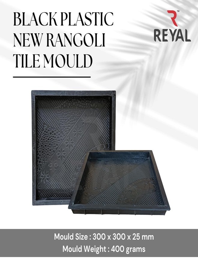 Reyal Plastic Black 12" X 12" New Rangoli Chequred Tile Mould(H : 25mm) Interlocking Paver Mould|Outdoor Paving Chequred Tiles Mould (1) - Image 4